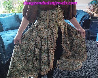 DDNJ Choose Fabric Hi Lo Underbust Dress Pocket Option Plus Custom Made ANY Sie Renaissance Steampunk Dress S M L XL 2X 3X 4X 5X