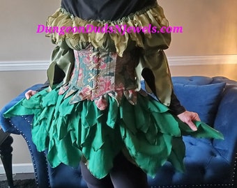 DDNJ Choose Color(s) Cotton Petal Hemline Skirt Renaissance Wench Fairy Costume Plus Made ANY Size Cosplay Dress Anime S M  L XL 2X 3X 4X 5X