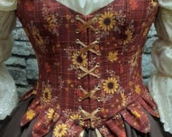 DDNJ Choose Fabric Demi Corset w/tab Plus Made ANY Size Renaissance Pirate Victorian Wench Steampunk Costume S M L XL 2X 3X 4X 5X 6X Tall