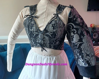 DDNJ Choose Fabric Reversible Crop Plunge Corset Plus Made ANY Size Renaissance Pirate Dress Victorian Wench Steampunk Cosplay Costume