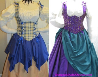DDNJ Choose Fabric Reversible Side Lace UnderBust Corset Bodice Plus Made ANY Size Renaissance Anime Steampunk Wench Pirate Cosplay Costume
