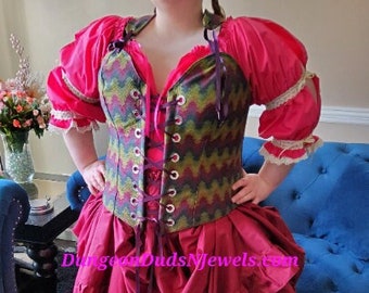 DDNJ Choose Color 2 Tier 3/4 Side Lace Slv Chemise Renaissance Medieval Pirate Wench Plus Made ANY Size Steampunk Dress S M L XL 2X 3X 4X 5X