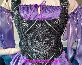 DDNJ Choose Fabric Demi Corset w/tab Plus Made ANY Size Renaissance Pirate Victorian Wench Steampunk Costume S M L XL 2X 3X 4X 5X 6X Tall