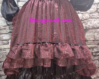 DDNJ Choose Color Hi Lo Shimmer Ruffled Skirt Pocket Renaissance Pirate Plus Made ANY Size Steampunk Dress Costume Tall S M L XL 2X 3X 4X 5X