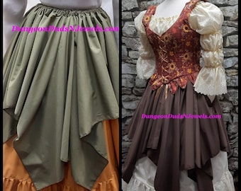 DDNJ Choose Color LONG Petal Skirt Pocket Renaissance Medieval Pirate Wench Fairy Costume Plus Made ANY Size Cosplay Steampunk Dress Anime