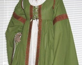 DDNJ Choose Color Renaissance Maiden Overdress Detachable Trumpet Sleeves Plus Custom Made ANY Size Costume Larp Anime Pirate Wench Medieval
