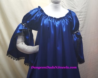 DDNJ Choose Color Choose Sleeve Style Satin Chemise Renaissance Pirate Wench Gypsy Vampire Anime Steampunk Nightgown Costume Medieval Fairy