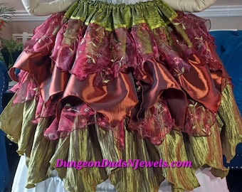 DDNJ Choose Colors 3 Tier Petal Hem Skirt Renaissance Fae Pirate Fairy Costume Plus Made ANY Size Cosplay Steampunk Dress Anime Victorian