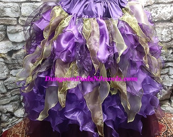 DDNJ Choose Colors Long Fairy Multi Petal Skirt Renaissance Fae Pirate Costume Plus Made ANY Size Cosplay Steampunk Dress Anime Faerie Pixie