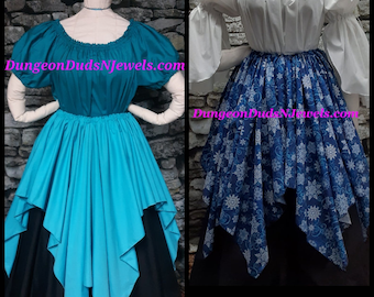 DDNJ Choose Fabric Petal Skirt Pocket Renaissance Medieval Pirate Wench Fairy Costume Plus Made ANY Size Cosplay LARP Steampunk Dress Anime