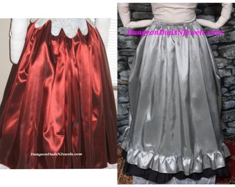 DDNJ Choose Color Taffeta Skirt Rufle Pocket Renaissance Civil War Pirate Witch Costume Plus Made ANY Size Cosplay LARP Steampunk Dress Hoop