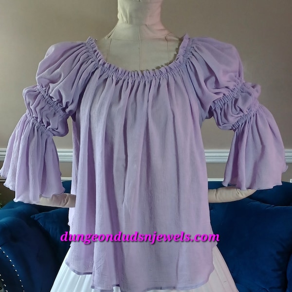 DDNJ Choose Color 2Tier 3/4 Bell Gauze Chemise Plus Made ANY Size Renaissance Dress Pirate Victorian Wench Nightgown S M L XL 2X 3X 4X 5X 6X