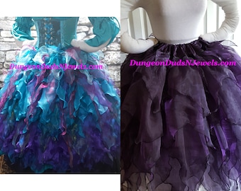 DDNJ Choose Colors Long Fairy Multi Petal Skirt Renaissance Fae Pirate Costume Plus Made ANY Size Cosplay Dress Anime Faerie Pixie Elven