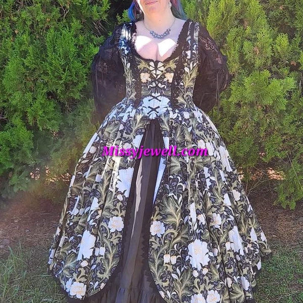 DDNJ Choose Fabric OverDress Pocket Option Plus Custom Made ANY Sie Renaissance Steampunk Dress S M L XL 2X 3X 4X 5X