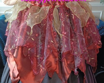 DDNJ Autumn Fae Embroidered Petal Hem Skirt Renaissance Fairy Costume Plus Made ANY Size Cosplay Dress Anime S M L XL 2X 3X 4X 5X 6X