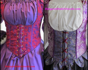 DDNJ Choose Fabrics Reversible Front Lace Underbust Corset Tab Plus Made ANY Size Renaissance Pirate Tavern Wench Fairy Steampunk Cosplay