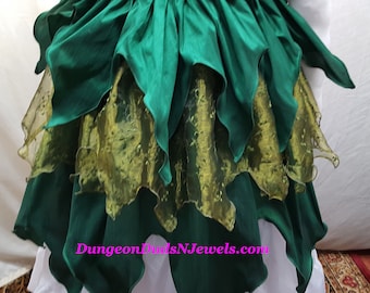 DDNJ Choose Colors 3 Tier Petal Hem Skirt Renaissance Fae Pirate Fairy Costume Plus Made ANY Size Cosplay Steampunk Dress Anime Victorian