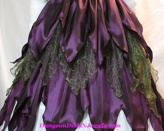 DDNJ Choose Colors 3 Tier Petal Hem Skirt Renaissance Fae Pirate Fairy Costume Plus Made ANY Size Cosplay Steampunk Dress Anime Victorian