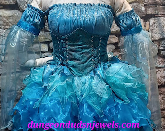 DDNJ Choose Colors 4pc Reversible Corset Renaissance Fairy Dress Plus Made Any Size Medieval Cosplay LARP Costume Elf Pixie Sprite Anime