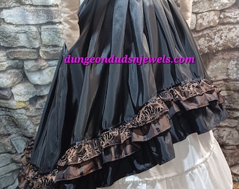 DDNJ Hi Lo Taffeta Banded Waist Steampunk Pirate Skirt Pocket Renaissance Plus Made ANY Size Dress Costume Tall S M L XL 2X 3X 4X 5X