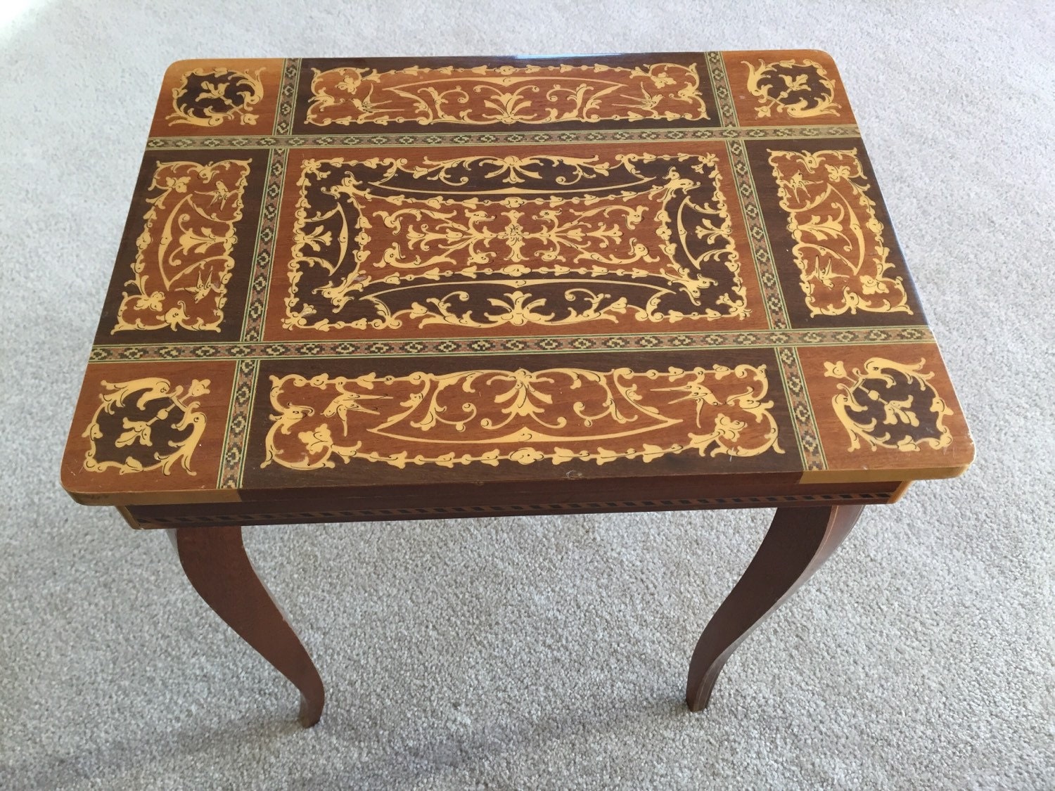 Vintage Italian Inlaid Music Box Table by Reuge Lara's Etsy