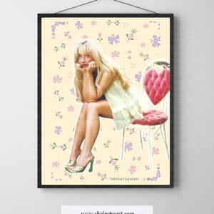 Pôster musical inspirado na artista Sabrina Carpenter, minimalista | Sabrina Carpenter, curta e doce