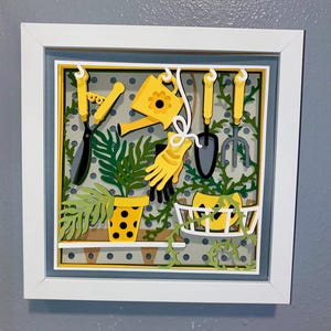 3D Gardening Pegboard Shadowbox: Handmade Wall Art - 8x8 Frame