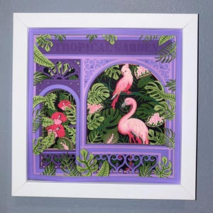 3D Tropical Garden Shadowbox: Handmade Layered Wall Art, 8x8