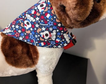 Nana's Reversible Dog Bandanas: Patriotic Paws, Red, White & Blue, Pet Scarfs, American Flag, U.S. Flag