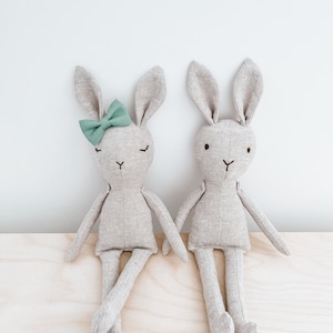 Stuffed Natural Linen Bunny Baby Toy Soft Play