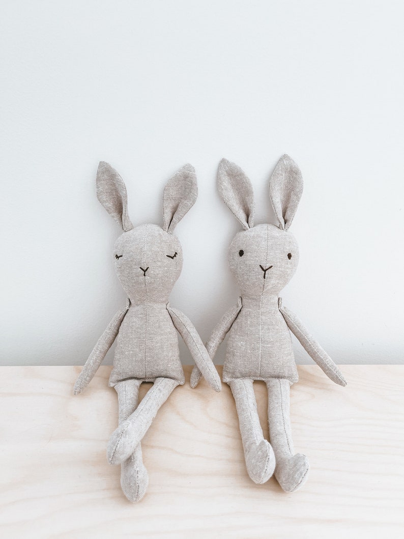 Stuffed Natural Linen Bunny Baby Toy Soft Play - Etsy