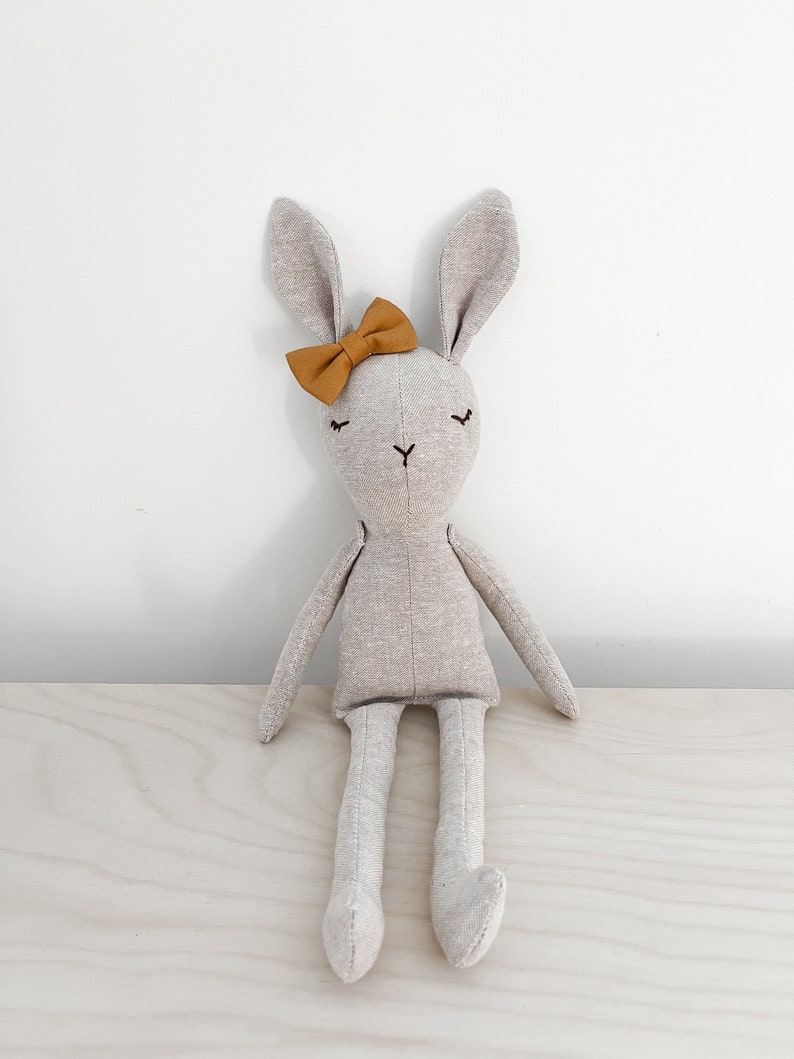 Stuffed Natural Linen Bunny Baby Toy Soft Play - Etsy