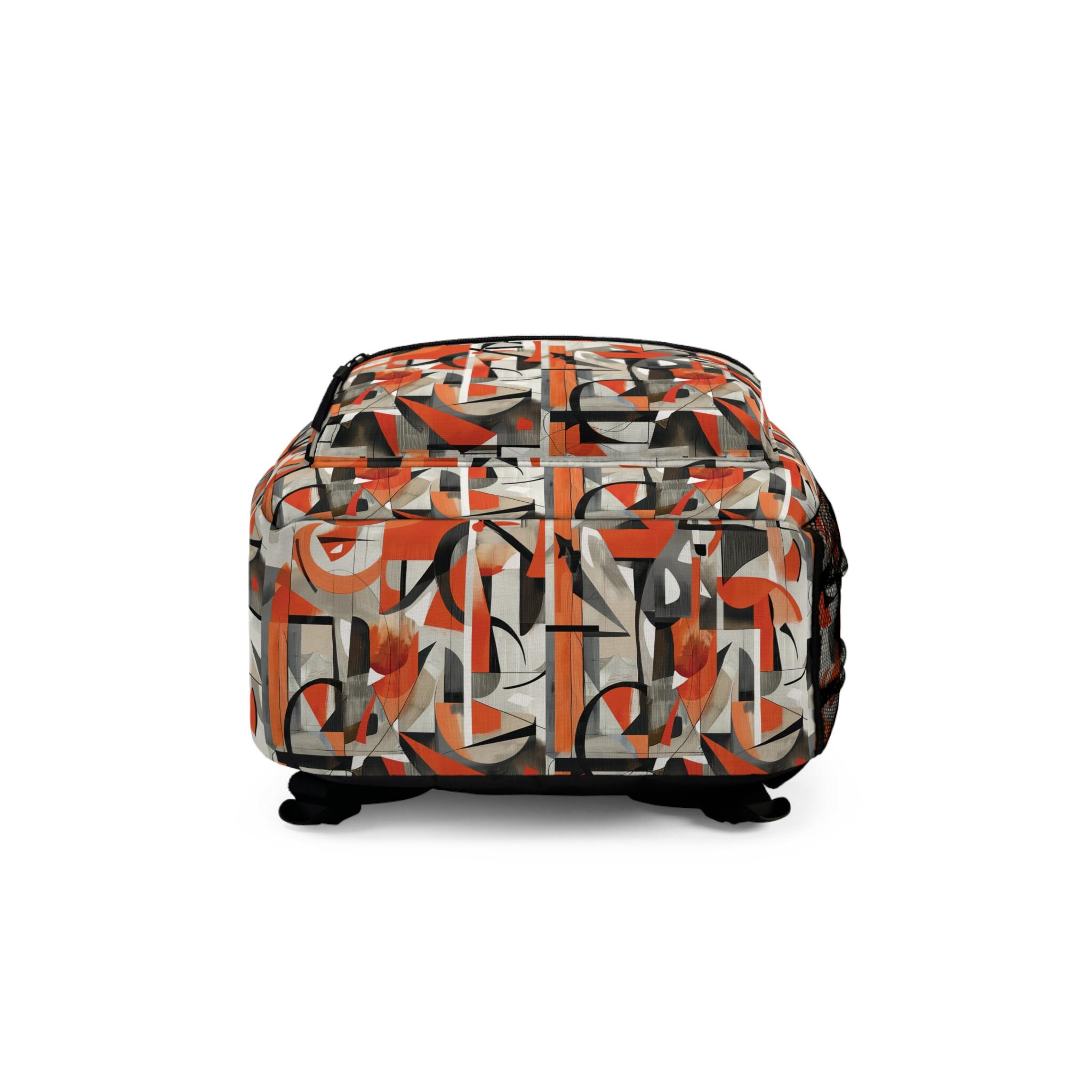 Vibrant Patterned Quilted Backpack - Bold Orange & Multicolor Tangerine Orange Hibiscus Sea Flowers - Backpack — Beach  main image 3