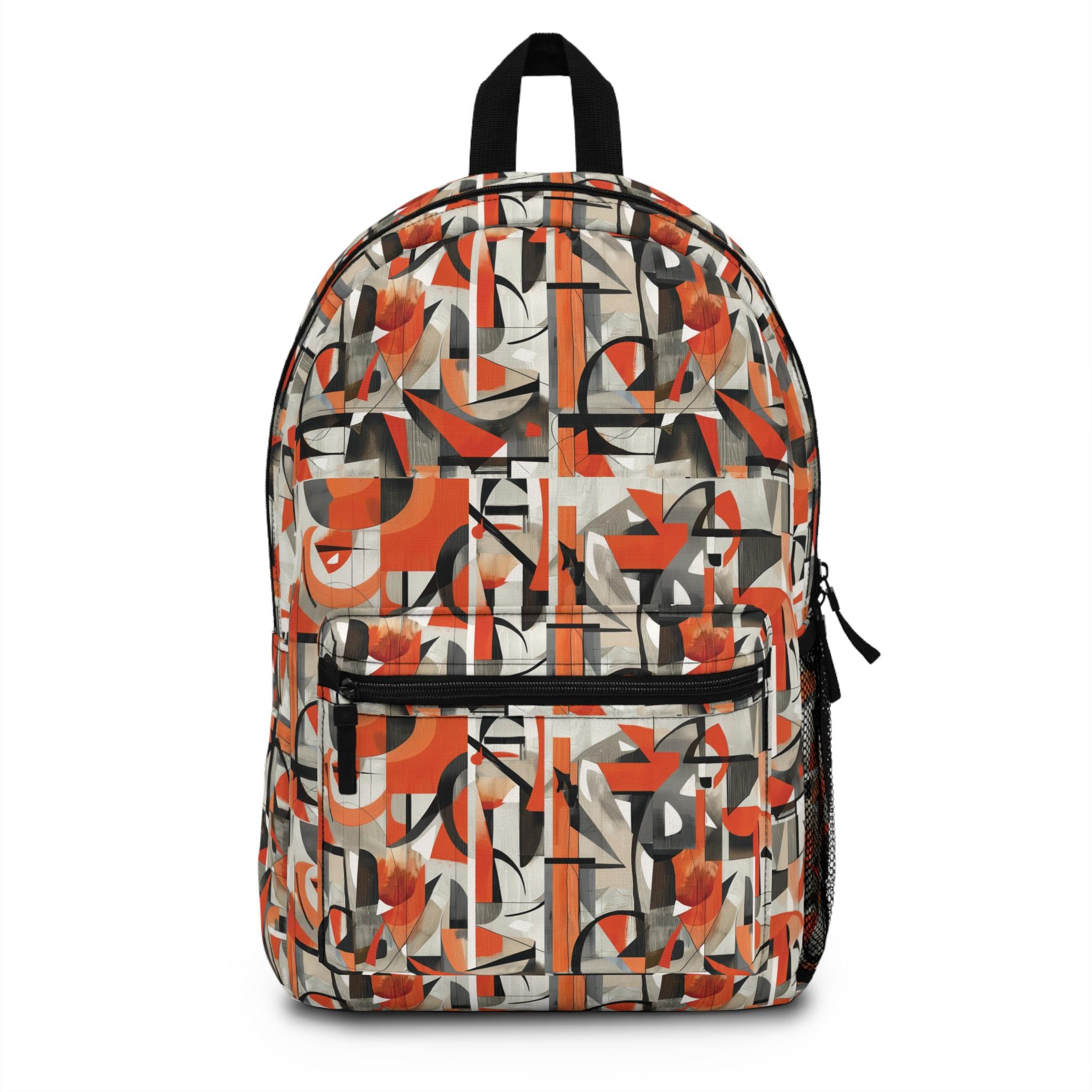 Vibrant Orange Textured Backpack by [Brand] Vibrant Orange Abstract Patterned Backpack: Back to School  main image 3