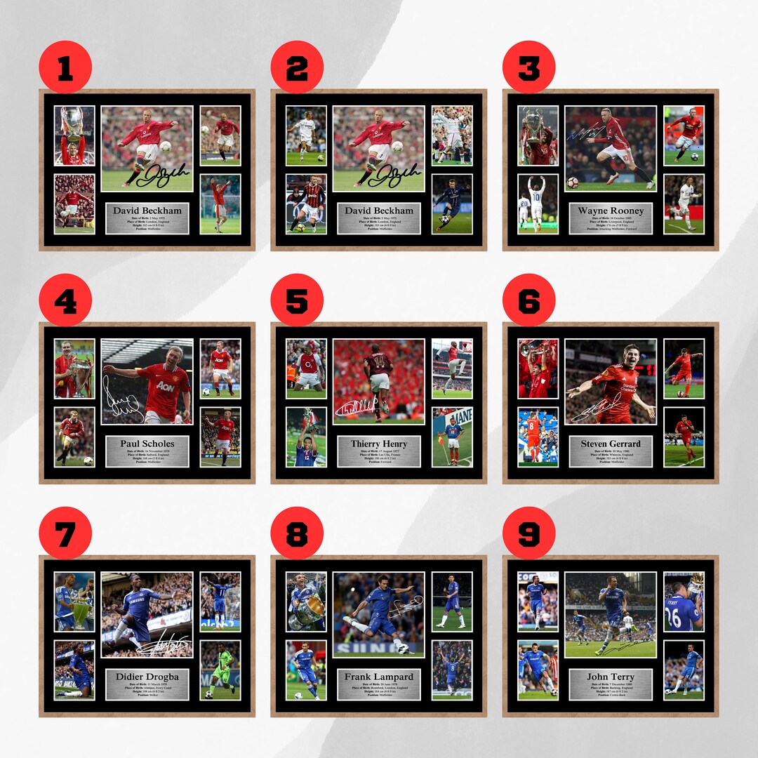 Football Legends Signed Posters, Choosable Soccer Stars Wall Art Gift ...