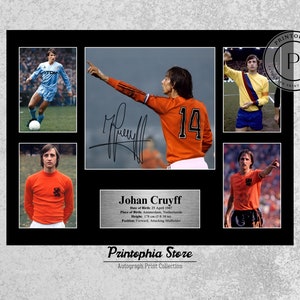 Johan Cruijff ondertekende print, afdrukbare voetbalposter, voetbalkamerdecor, cadeau Nederlandse held, esthetisch ontwerp digitale muurkunst
