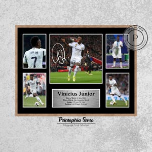 Digitales signiertes Poster von Vinicius Jr, Fußball Autogramm Druck, Wandkunst von Real Madrid, Herunterladbares Brasilien Fußballstar Geschenk für Vini Jr Fans