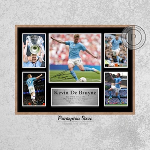 Druckbares signiertes Poster von Kegeln De Bruyne, Belgischer Fußball Autogramm Druck, ManCent Wandkunst, Fußballstar Geschenk