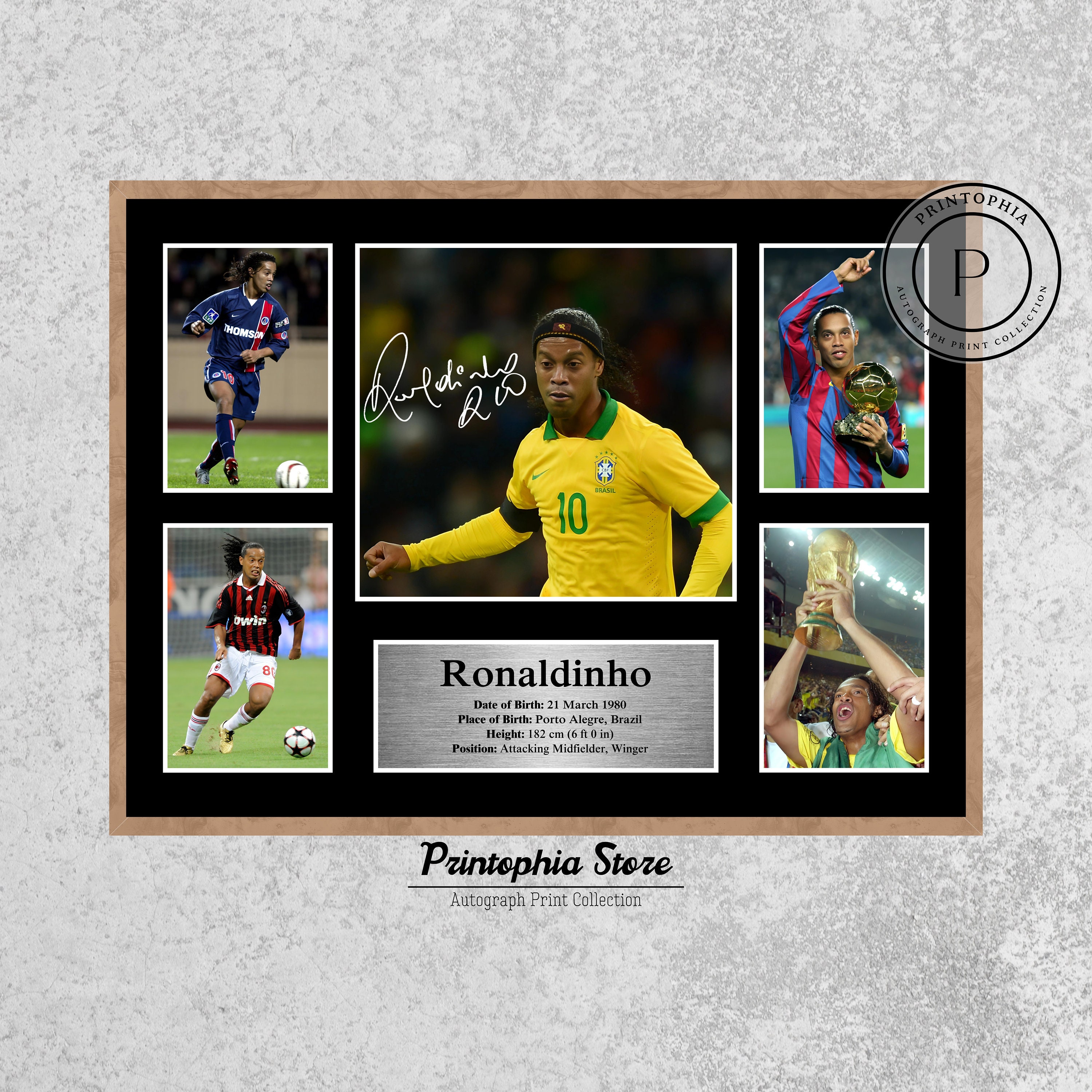Ronaldinho Signed Poster, Printable Football Autograph Wall Art, Digital Download Soccer Print Gift, Barcelona, Brazil, Milan, PSG Fans