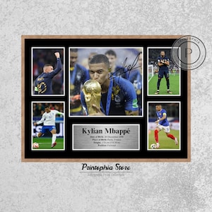 Mbappe signierter Digitaldruck, Frankreich Fußball Autogramm Poster, druckbare Wandkunst, herunterladbares Dekor Geschenk für Fußballfans