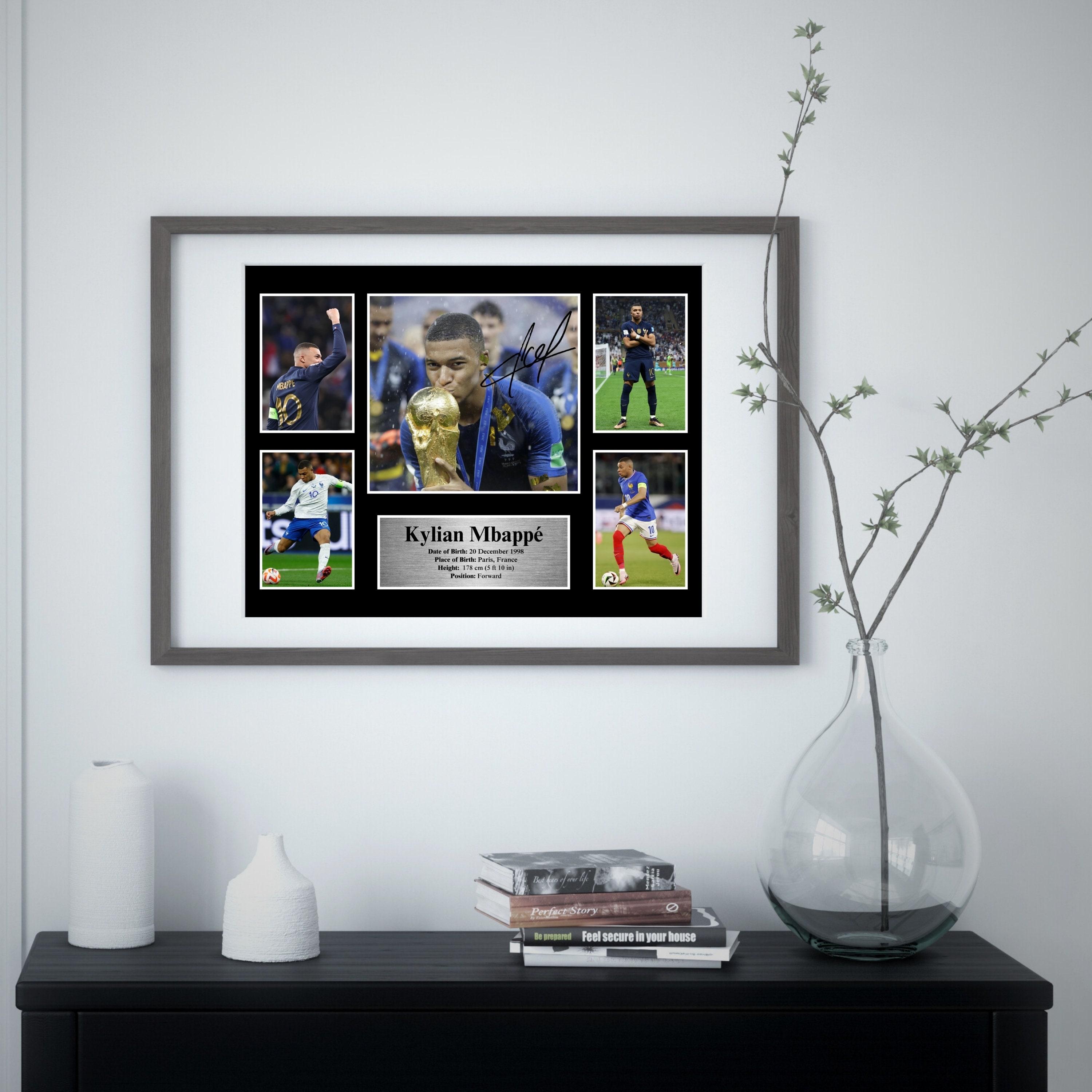 エムバペ直筆サイン入りデジタルプリント、フランスサッカーのサイン