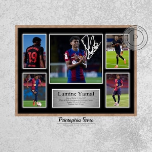 Póster firmado por Lamine Yamal, arte autógrafo del Barcelona, decoración de pared imprimible, impresión digital de descarga, regalo para aficionados catalanes.