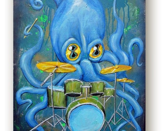 11x17 Drummer Octopus Poster Print