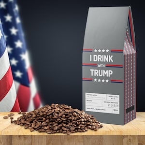 I Drink with Trump Coffee Beans for Conservative Coffee Drinkers Gift for Her Maga Trump Present for Republicans Pro Trump Coffee Gift for H