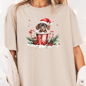 Christmas Dachshund Teckel Graphic Women&#39;s T-Shirt, Soft Printed X-Mas Unisex Tshirt, Cozy Christmas Dachshund Men&#39;s Top Tee