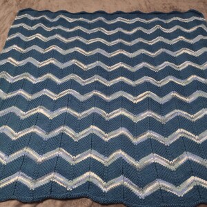 hand knitted Chevron throw/lap blanket