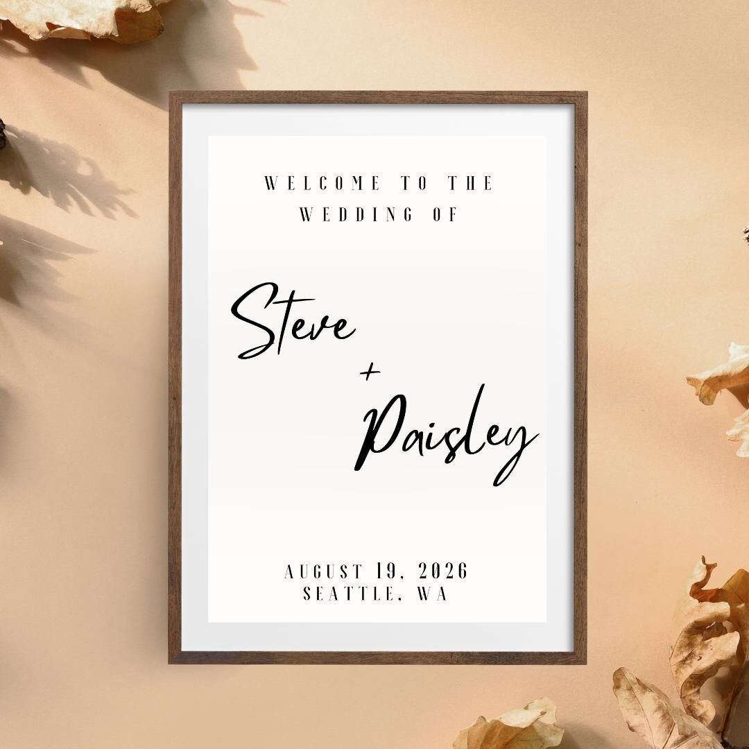 Minimal Wedding Welcome Sign Template | Instant Download | Editable ...