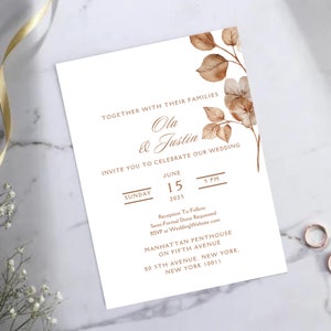 Wedding invitation template, beautiful floral wedding day invitation card, minimalist wedding card, digital canva editable wedding invite
