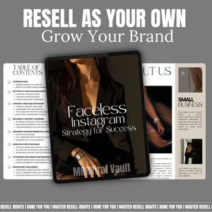 Faceless Digital Marketing, Instagram Growth Strategy, Digital Marketing PLR MRR Digital Product, Master Resell Rights, Faceless Reels Ebook