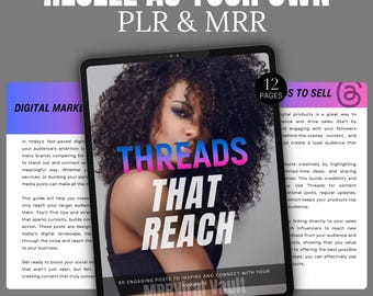Threads Growth Strategies Ebook: PLR MRR Canva Template (Digital Download)